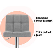Set of 4 Fabric Bar Stools NOEL Kitchen Chairs Swivel Bar Stool Gas Lift Grey - BSR