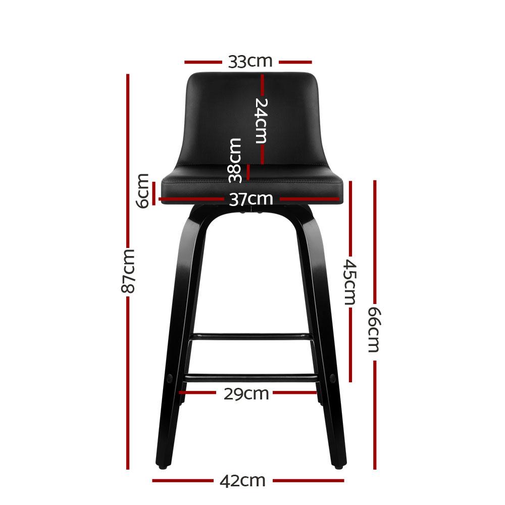 Set of 4 Felipe Wooden Bar Stools Swivel Bar Stool Kitchen Chairs Black - BSR