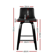 Set of 4 Felipe Wooden Bar Stools Swivel Bar Stool Kitchen Chairs Black - BSR