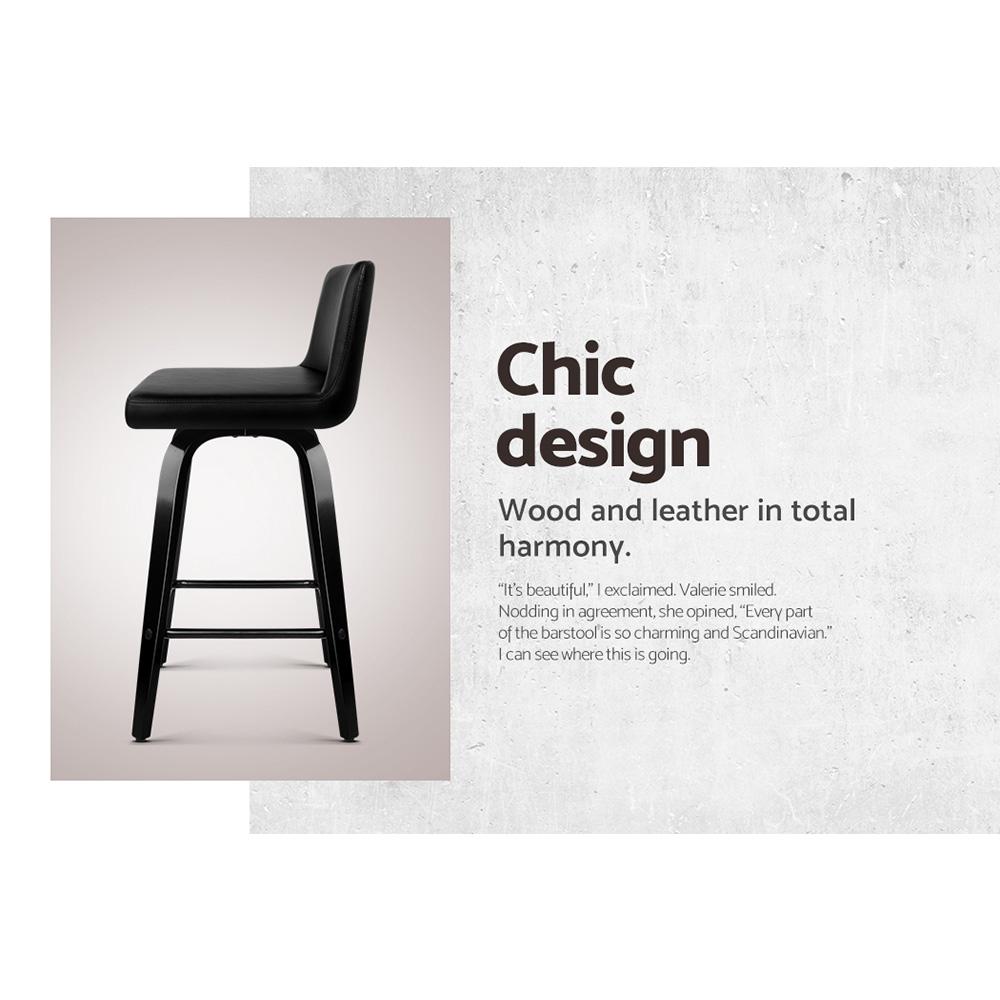Set of 4 Felipe Wooden Bar Stools Swivel Bar Stool Kitchen Chairs Black - BSR