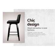 Set of 4 Felipe Wooden Bar Stools Swivel Bar Stool Kitchen Chairs Black - BSR