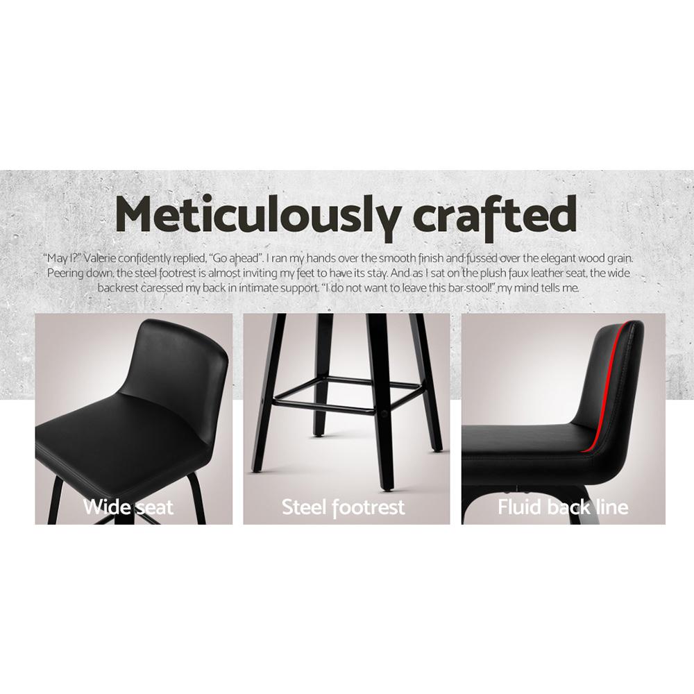 Set of 4 Felipe Wooden Bar Stools Swivel Bar Stool Kitchen Chairs Black - BSR