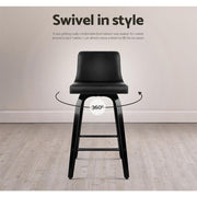 Set of 4 Felipe Wooden Bar Stools Swivel Bar Stool Kitchen Chairs Black - BSR