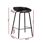 Set of 4 Kitchen Bar Stools Bar Stool Chairs Metal Black Barstools - BSR