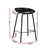 Set of 4 Kitchen Bar Stools Bar Stool Chairs Metal Black Barstools - BSR