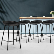 Set of 4 Kitchen Bar Stools Bar Stool Chairs Metal Black Barstools - BSR