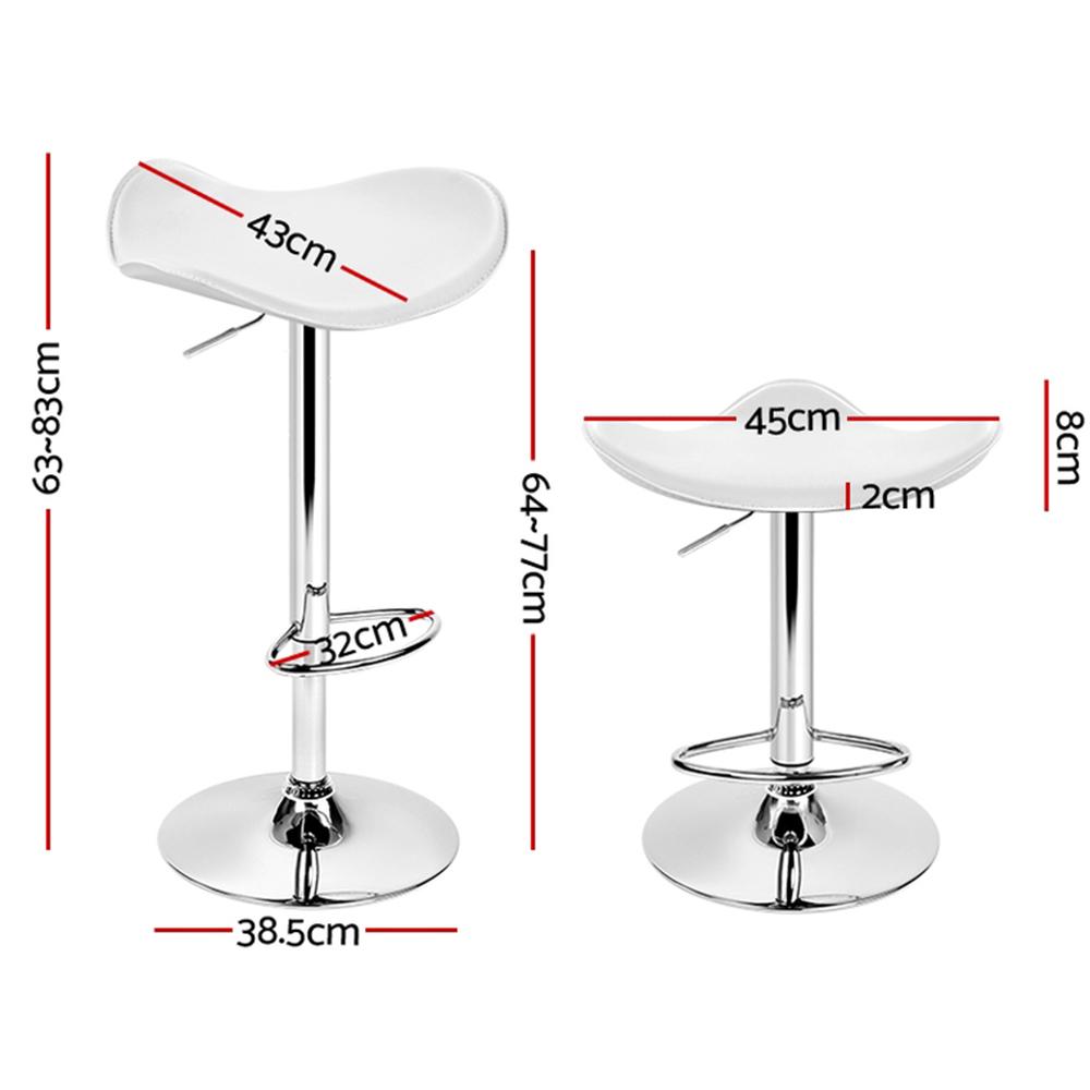 Set of 4 Kitchen Bar Stools Swivel Bar Stool PU Leather Gas Lift Chair White - BSR