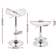 Set of 4 Kitchen Bar Stools Swivel Bar Stool PU Leather Gas Lift Chair White - BSR