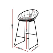 Set of 4 Nordic Bar Stools Metallic Bar Stool Kitchen Chairs Fabric Grey Black - BSR
