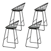 Set of 4 Nordic Bar Stools Metallic Bar Stool Kitchen Chairs Fabric Grey Black - BSR