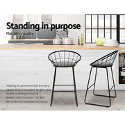 Set of 4 Nordic Bar Stools Metallic Bar Stool Kitchen Chairs Fabric Grey Black - BSR