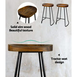 Set of 4 Vintage Tractor Bar Stools Retro Bar Stool Industrial Chairs Black 75cm - BSR