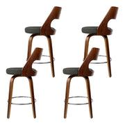 Set of 4 Wooden Bar Stools Swivel Bar Stool Kitchen Chairs Charcoal Fabric - BSR