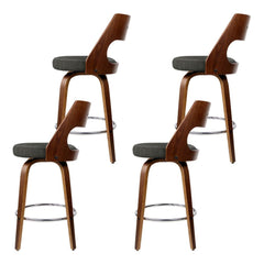 Set of 4 Wooden Bar Stools Swivel Bar Stool Kitchen Chairs Charcoal Fabric - BSR