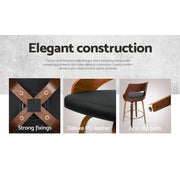 Set of 4 Wooden Bar Stools Swivel Bar Stool Kitchen Dining Chair Cafe Black 76cm - BSR