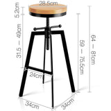 Adjutable Height Swivel Bar Stool - Black - BSR