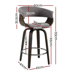 Bar Stool Wooden Swivel Bar Stool Kitchen Dining Chair Wood Grey - BSR