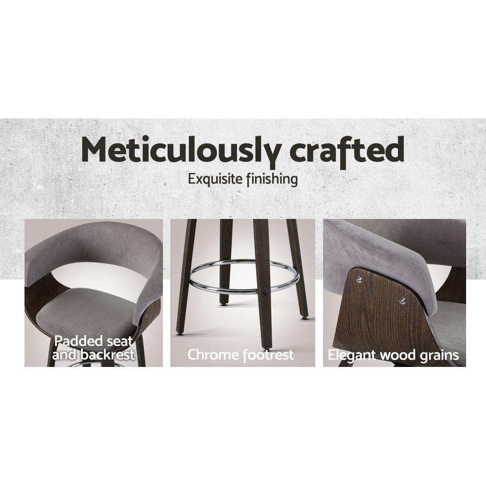 Bar Stool Wooden Swivel Bar Stool Kitchen Dining Chair Wood Grey - BSR