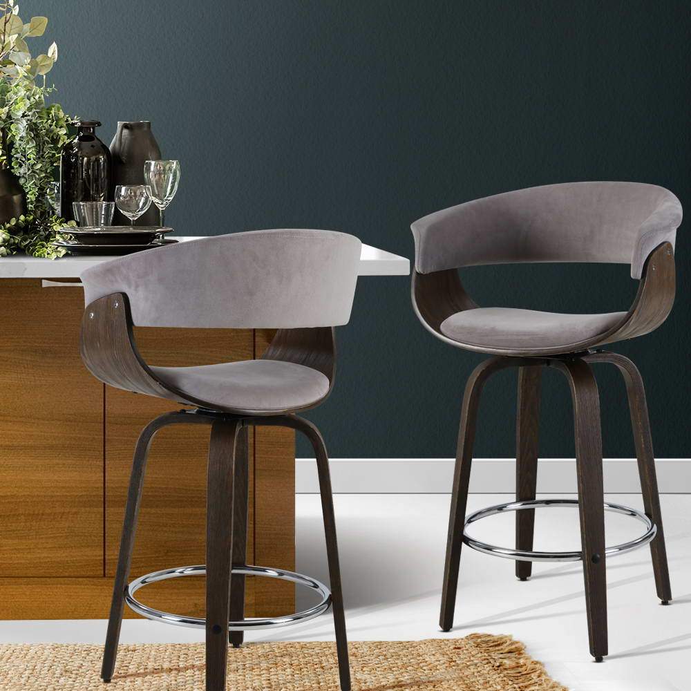 Bar Stool Wooden Swivel Bar Stool Kitchen Dining Chair Wood Grey - BSR