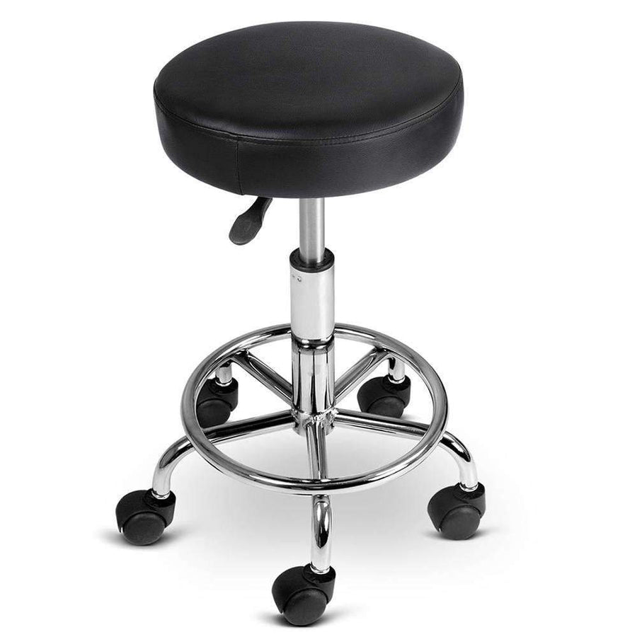 PU Leather Swivel Salon Stool - Black - BSR