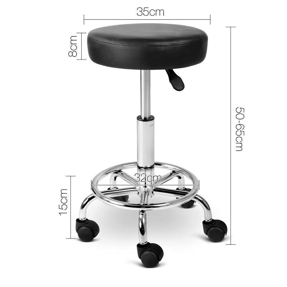 PU Leather Swivel Salon Stool - Black - BSR