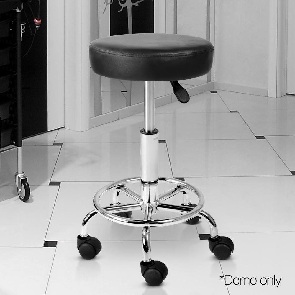 PU Leather Swivel Salon Stool - Black - BSR