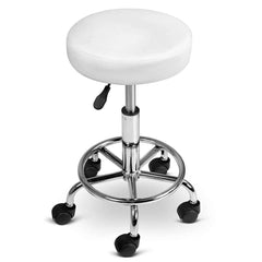 PU Leather Swivel Salon Stool - White - BSR