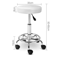 PU Leather Swivel Salon Stool - White - BSR