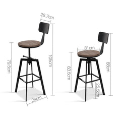 Rustic Industrial Metal Bar Stool - BSR