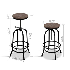 Rustic Industrial Round Bar Stool - BSR