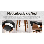 Set of 2 Bar Stools Wooden Bar Stool Swivel Kitchen Dining Chairs PU Leather Black - BSR
