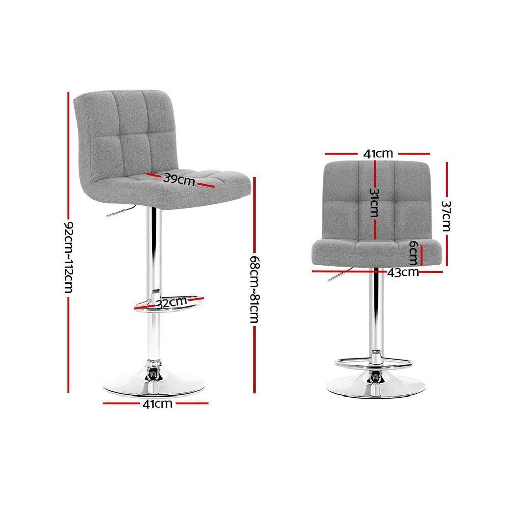 Set of 2 Fabric Bar Stools - Grey - BSR