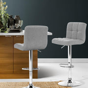 Set of 2 Fabric Bar Stools - Grey - BSR