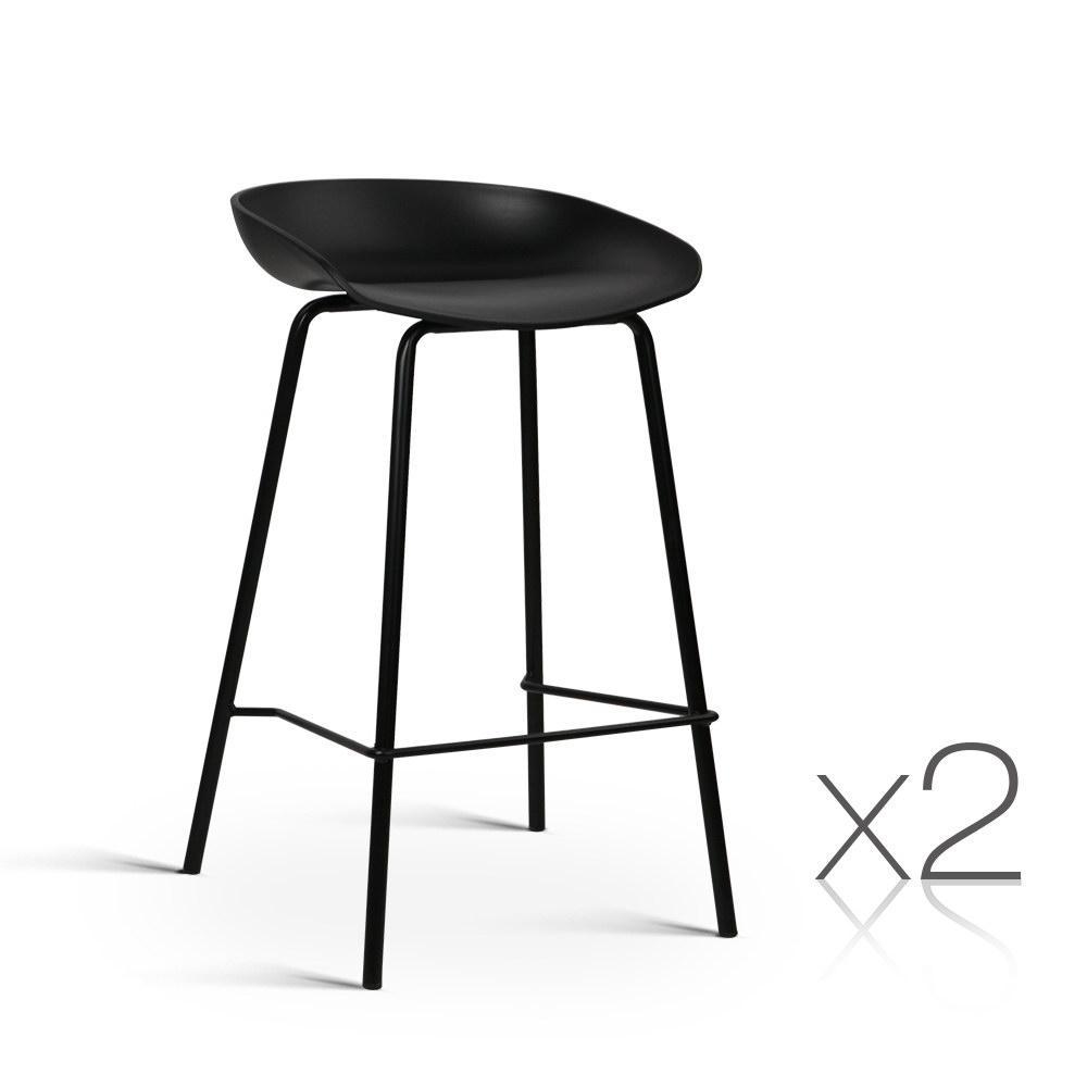Set of 2 Metal Bar Stools - Black - BSR