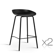 Set of 2 Metal Bar Stools - Black - BSR