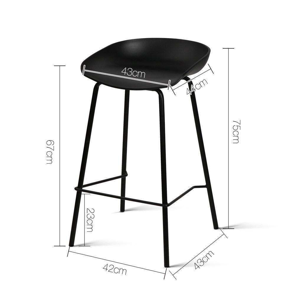 Set of 2 Metal Bar Stools - Black - BSR