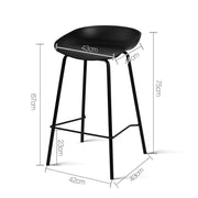 Set of 2 Metal Bar Stools - Black - BSR