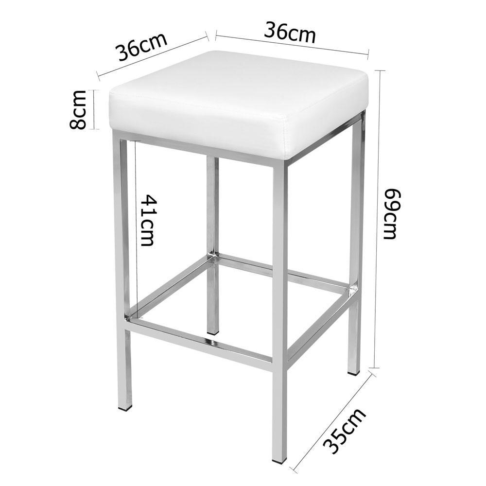 Set of 2 PU Leather Backless Bar Stools - White - BSR