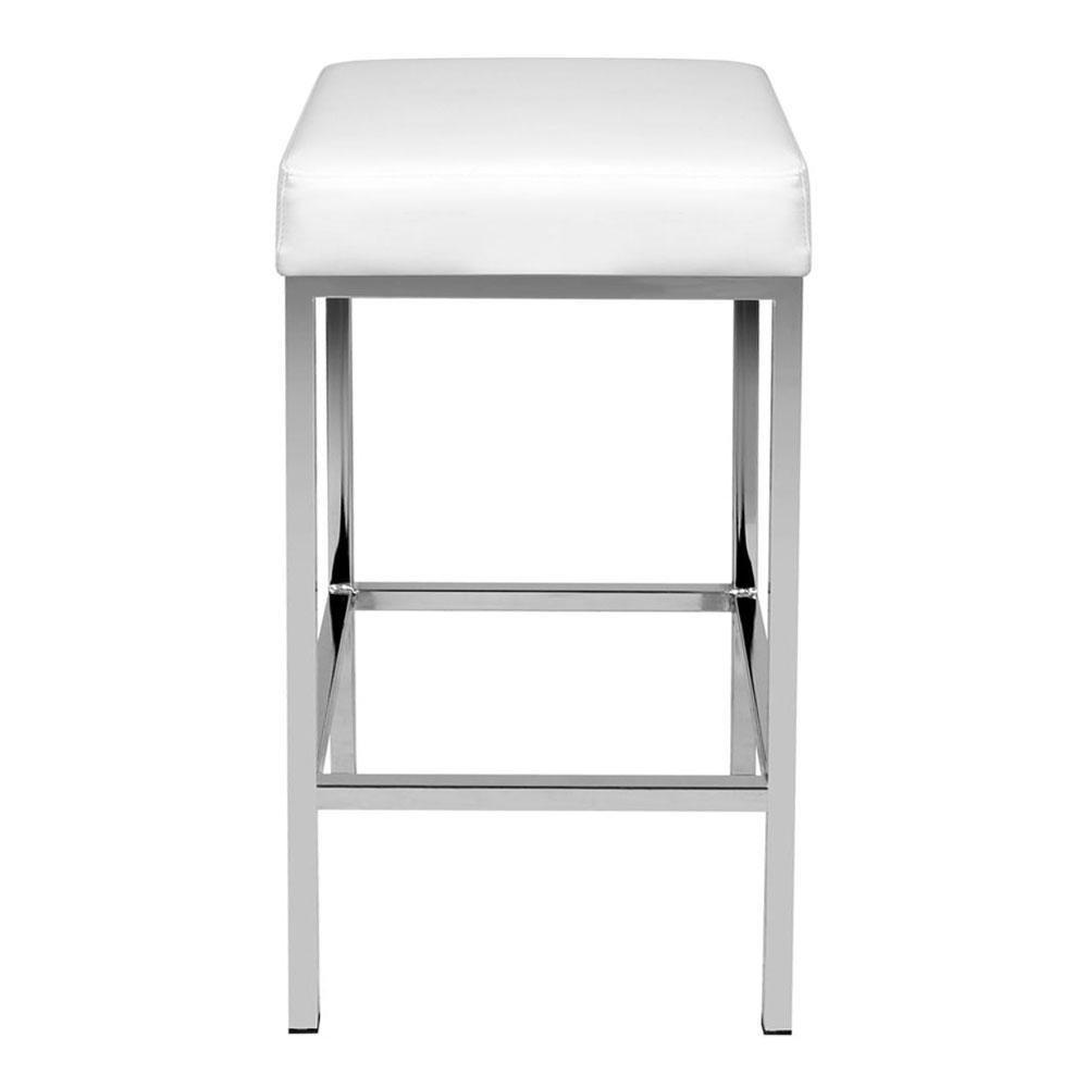 Set of 2 PU Leather Backless Bar Stools - White - BSR
