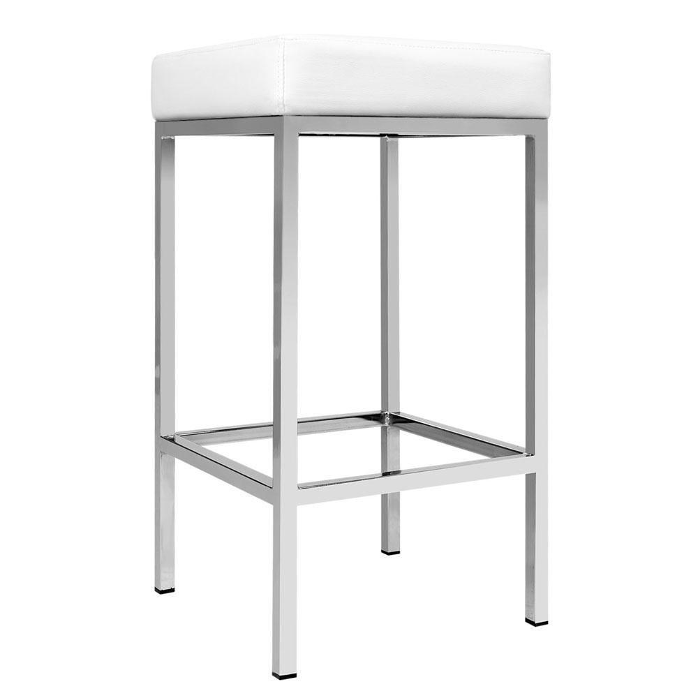 Set of 2 PU Leather Backless Bar Stools - White - BSR
