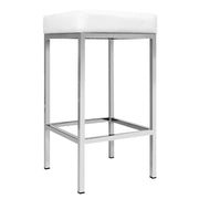 Set of 2 PU Leather Backless Bar Stools - White - BSR