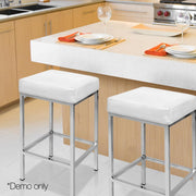 Set of 2 PU Leather Backless Bar Stools - White - BSR