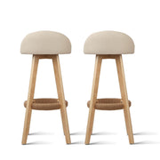 Set of 2 PU Leather Bar Stools - Beige - BSR