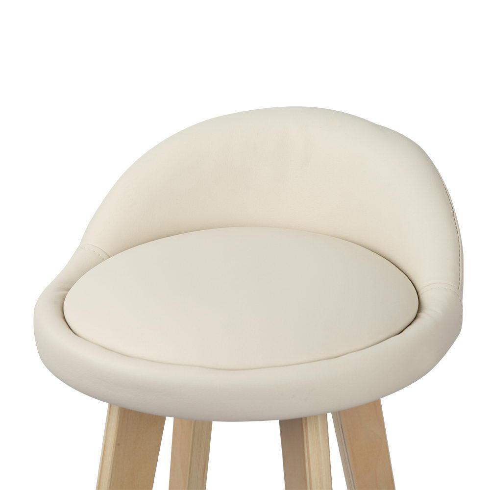 Set of 2 PU Leather Bar Stools - Beige - BSR