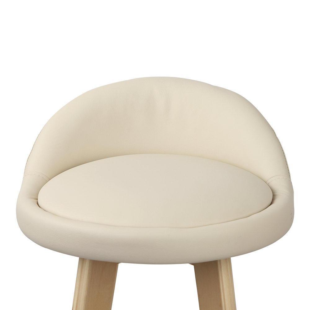 Set of 2 PU Leather Bar Stools - Beige - BSR