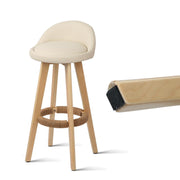 Set of 2 PU Leather Bar Stools - Beige - BSR