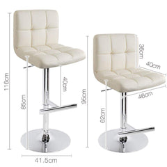 Set of 2 PU Leather Bar Stools NOEL Kitchen Chairs Swivel Bar Stool Gas Lift Beige - BSR