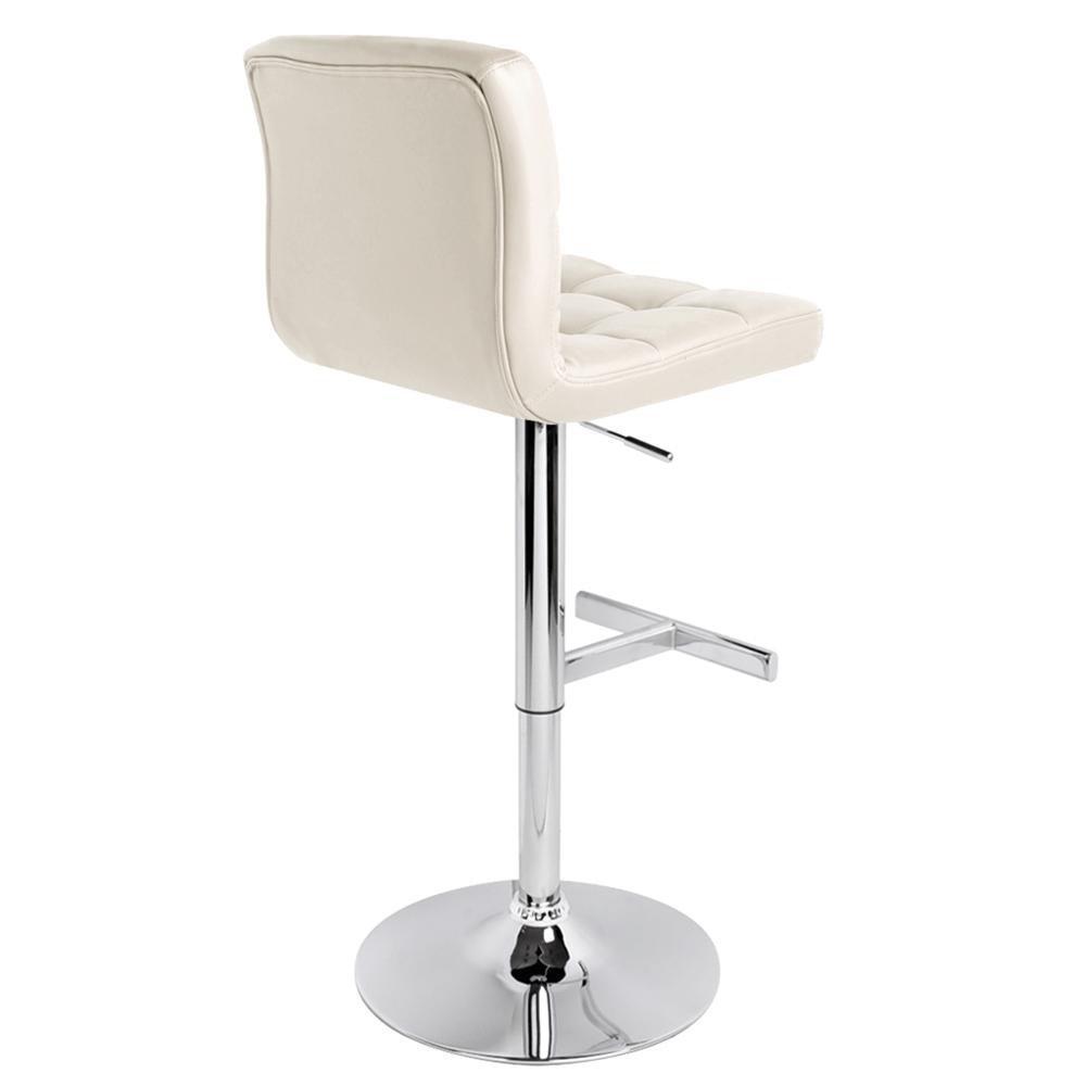 Set of 2 PU Leather Bar Stools NOEL Kitchen Chairs Swivel Bar Stool Gas Lift Beige - BSR