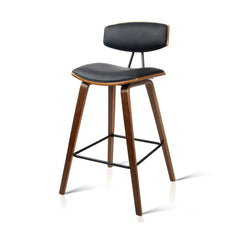 Set of 2 PU Leather Bar Stools - Black - BSR