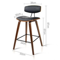 Set of 2 PU Leather Bar Stools - Black - BSR